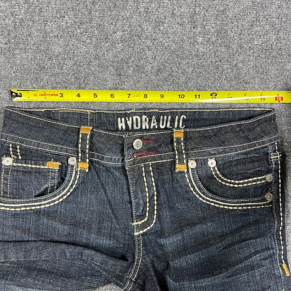 Vintage Y2K Hydraulic Low Rise Bootcut Jeans Dark Wash Womens Size 28 0846 - Picture 6 of 10